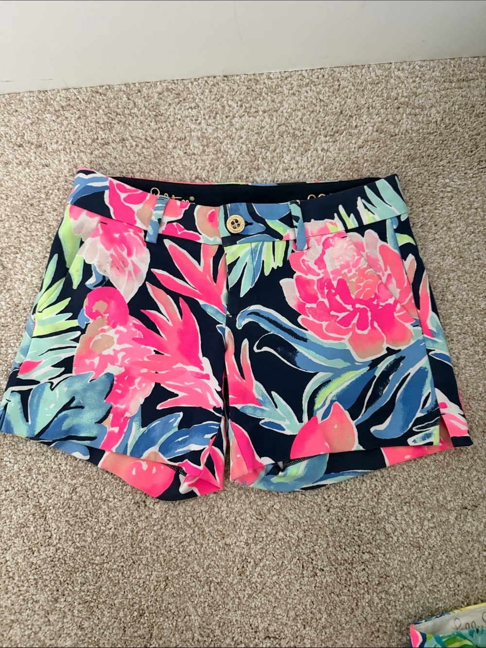 Lilly Pulitzer 5" Callahan Stretch Shorts Navy Pink 00 XS